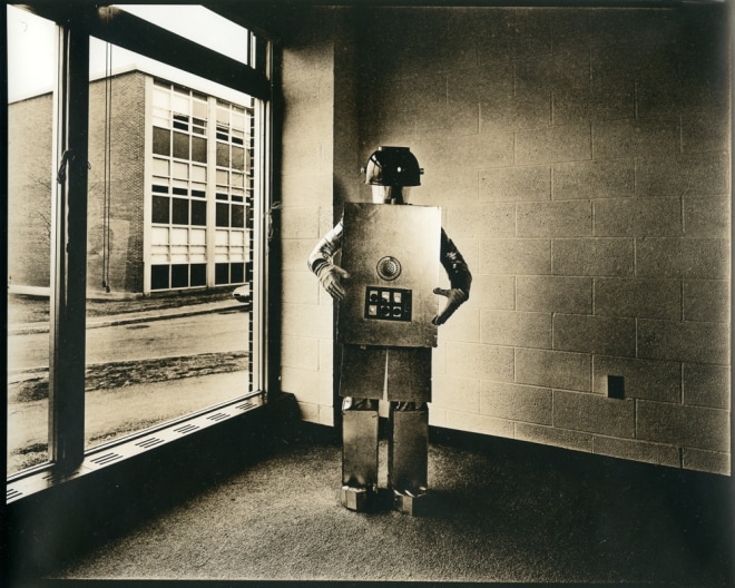 untitled (from the series,&nbsp;Uranium Robots), 1976, vintage gelatin silver print (Kodalith)