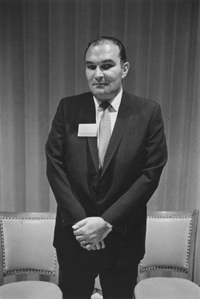 Businessman at a press party, Detroit, 1968