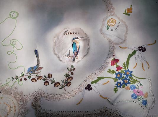 Kingfisher with sewn blue bird, 2010