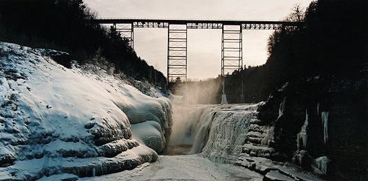 John Pfahl, Ice Falls, Upper Portageville Falls, Letchworth Park, New York, 1989, Ektacolor print, 24 x 30 inches