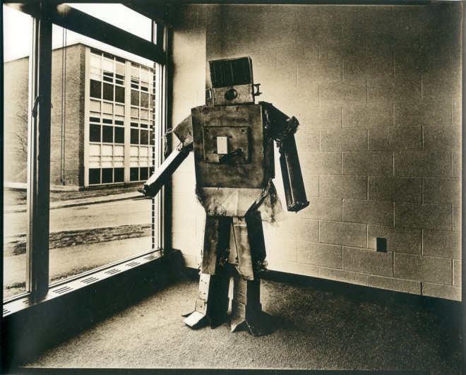 untitled (from the series,&nbsp;Uranium Robots), 1976, vintage gelatin silver print (Kodalith)