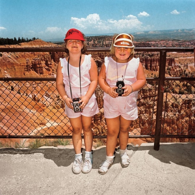 Girls in Matching Pink Dresses at Sunset Point, Bryce Canyon National Park, Utah 