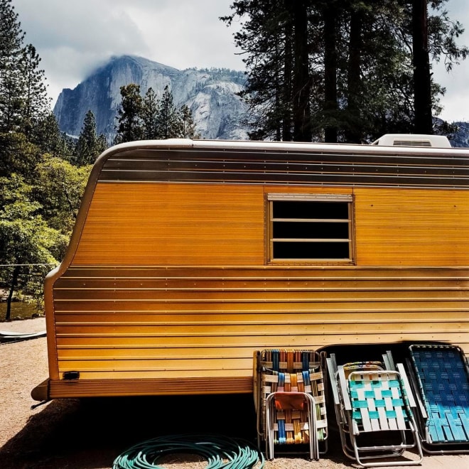 Motorhome at Half Dome, Yosemite National Park, California 