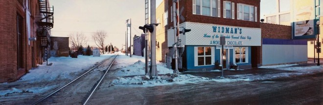 Rail line, Windmer&#039;s Chocolate Shop, Grand Forks, North Dakota