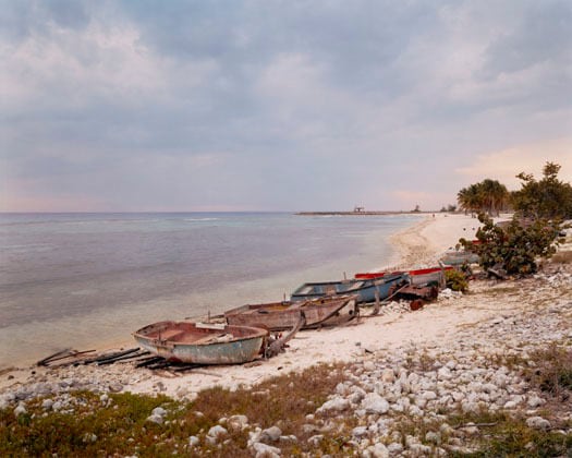 Fishing Boats and Military Watchtower, Playa Giron, Cuba, 2004, chromogenic print