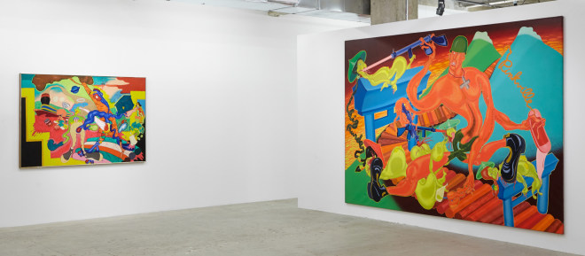 Installation view of Peter Saul: From Pop to Punk, New York, Venus Over Manhattan, 2015