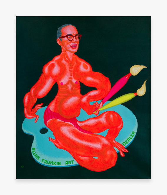 Painting by Peter Saul called Allan Frumkin Art Dealer from 1972