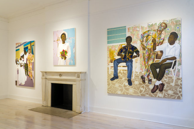 Installation view of Cornelius Annor: Lost But Found at Venus Over Manhattan, New York, 2021