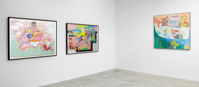 Installation view of Peter Saul: From Pop to Punk, New York, Venus Over Manhattan, 2015