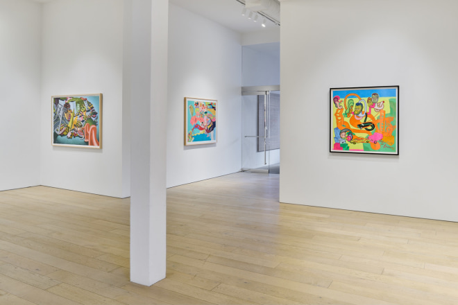 Installation view of &quot;Peter Saul: San Francisco&quot; at Berggruen Gallery, San Francisco, 2021