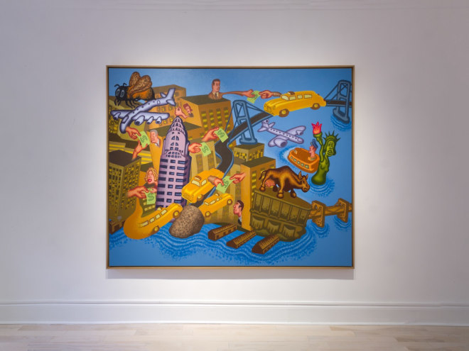 Installation view of Peter Saul New Paintings at Venus Over Manhattan, New York