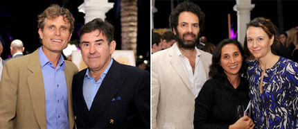 Left: Best Buddies International founder and chairman Anthony Shriver with collector Peter Brant. Right: Dealers Gavin Brown, Michelle Maccarone, and Corinna Durland. (Photos: Dimitrios Kambouris)