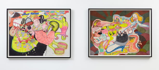 Installation view of Peter Saul: From Pop to Punk, New York, Venus Over Manhattan, 2015