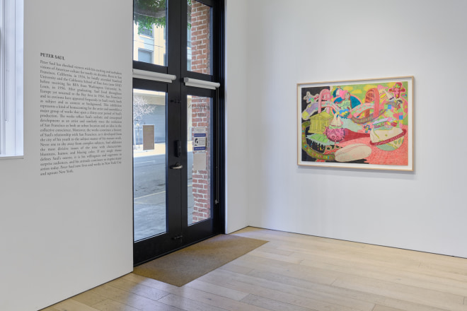 Installation view of &quot;Peter Saul: San Francisco&quot; at Berggruen Gallery, San Francisco, 2021