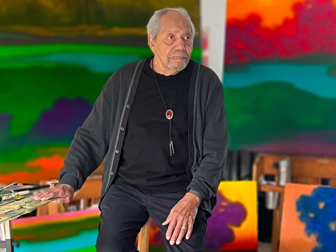 Richard Mayhew in his studio in Soquel, California