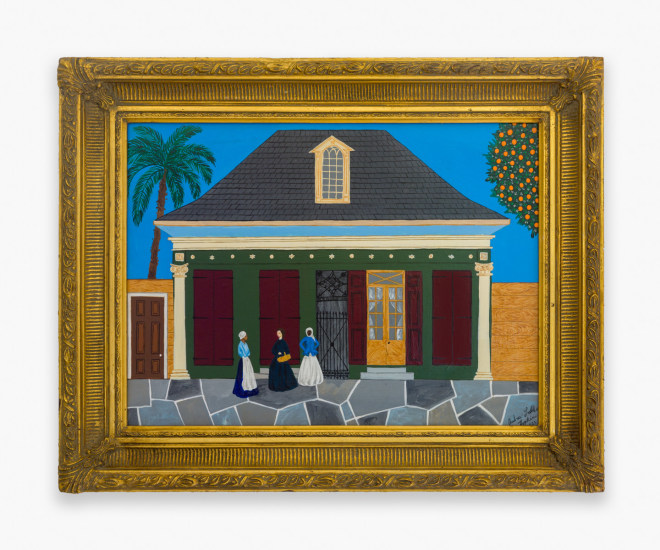 Painting by Andrew LaMar Hopkins titled French Quarter Idle Gossip from 2021