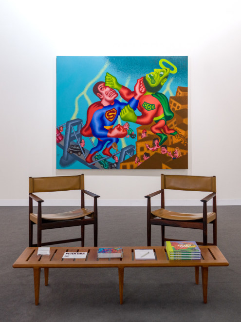 Installation view of Peter Saul at Art Basel, 2021