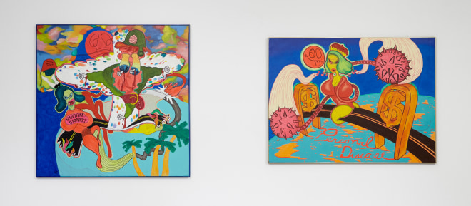 Installation view of Peter Saul: From Pop to Punk, New York, Venus Over Manhattan, 2015