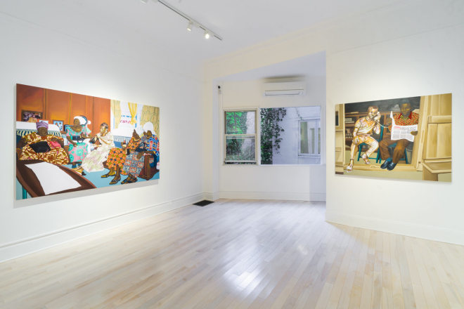 Installation view of Cornelius Annor: Lost But Found at Venus Over Manhattan, New York, 2021