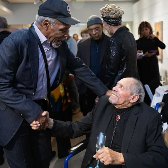 Richard Mayhew with Danny Glover celebrating his 100th Birthday