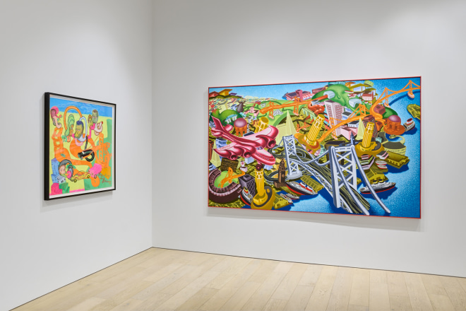 Installation view of &quot;Peter Saul: San Francisco&quot; at Berggruen Gallery, San Francisco, 2021