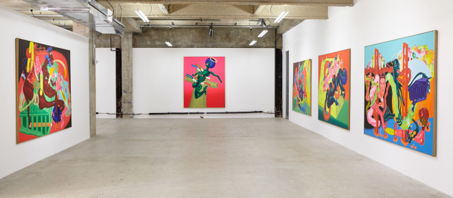 Installation view of Peter Saul: From Pop to Punk, New York, Venus Over Manhattan, 2015