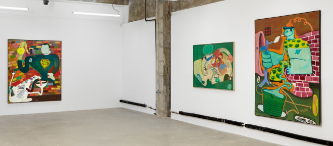 Installation view of Peter Saul: From Pop to Punk, New York, Venus Over Manhattan, 2015