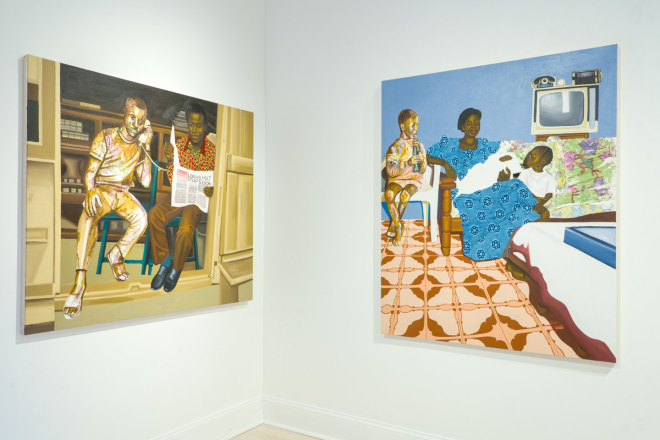 Installation view of Cornelius Annor: Lost But Found at Venus Over Manhattan, New York, 2021