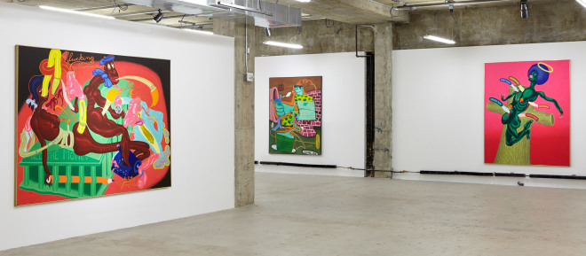 Installation view of Peter Saul: From Pop to Punk, New York, Venus Over Manhattan, 2015