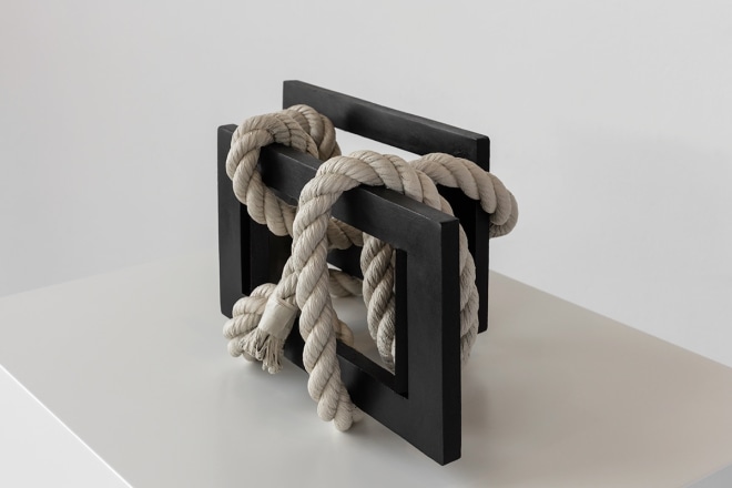Ricky Swallow Skewed Open Structure with Rope #4 (black), 2015