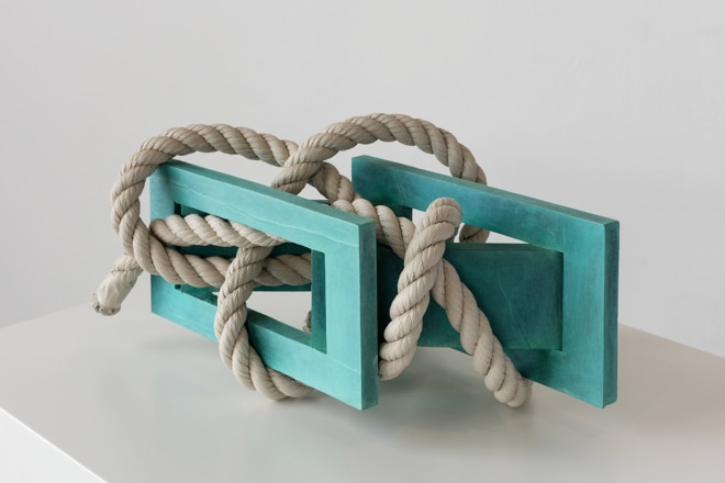 Ricky Swallow Skewed Open Structure with Rope #3 (turquoise), 2015