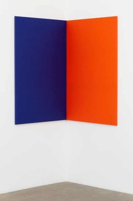 Andrea B&uuml;ttner Fabric Painting (orange/blue corner), 2015