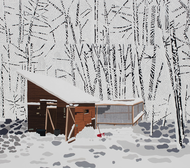 Jonas Wood Snowscape with Barn, 2017
