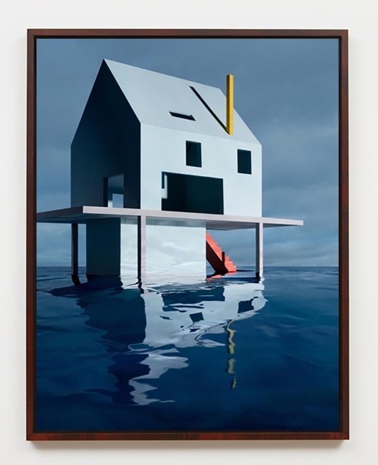 Blue House on Water #2, 2018, framed archival pigment print mounted to dibond