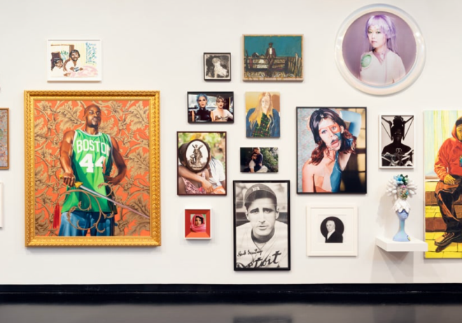 Hugo McCloud, Mariko Mori, Shahzia Sikander, and Kehinde Wiley in See It Now: Contemporary Art from the Ann and Mel Schaffer Collection