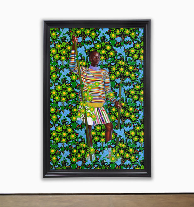 Kehinde Wiley Portrait of Soukeyna Diouf, 2022 oil on linen painting: 96 x 64 inches (243.8 x 162.6 cm) framed: 106 5/8 x 74 1/2 x 3 3/4 inches (270.8 x 189.2 x 9.5 cm) (KW-PA-22-020)
