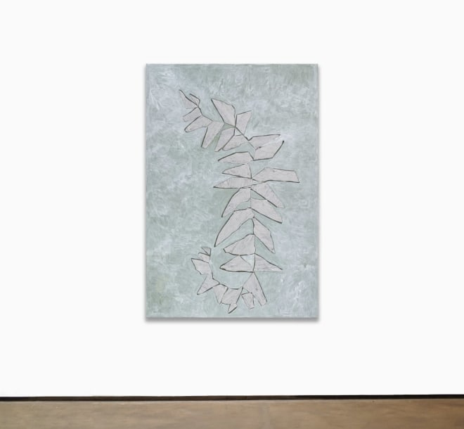 Sam Moyer Fish Tail Fern, 2022 the work is accompanied by a signed certificate of authenticity marble, acrylic on plaster-coated canvas mounted to MDF 72 x 49 x 1 inches (182.9 x 124.5 x 2.5 cm) (SM-P.22.1564)