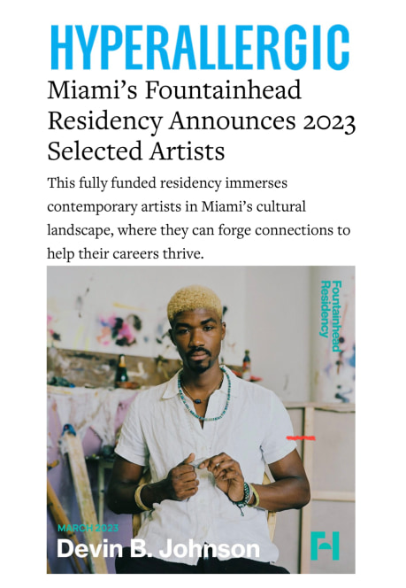 Devin B. Johnson in 'Miami's Fountainhead Residency Announces 2023 Selected Artists'