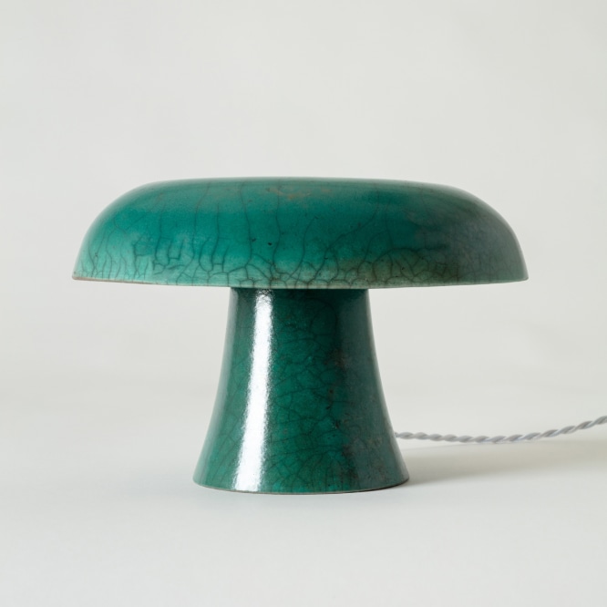 Lamp with green raku glaze