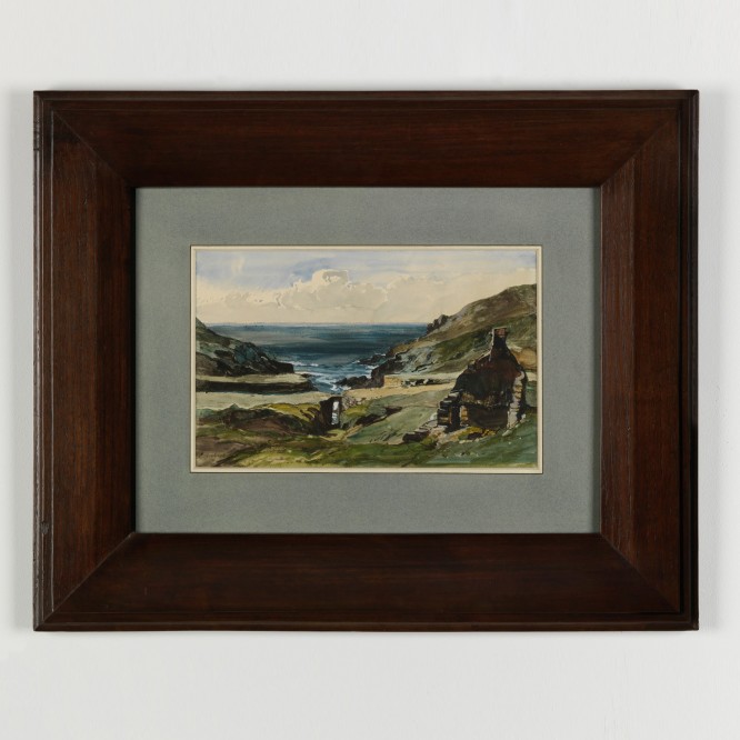 painting by Eugene Isabey hangs on a white wall