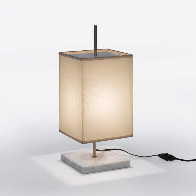 Marble based shaded table lamp by Étienne Fermigier