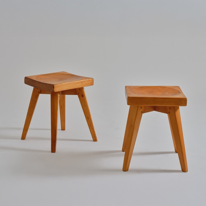 pair of stool in an empty room