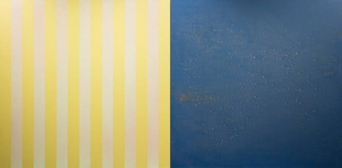 YELLOWGREEN BLUE,1999 Acrylic on canvas Two panels 36 x 72"