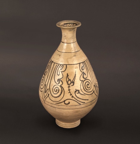 Buncheong Bottle With Iron-Oxide Decoration