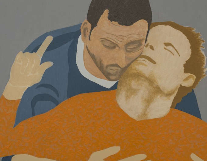Gieve Patel, Naturalism, embracing couple, Contemporary Indian art, Urban industrial landscape