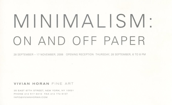 Minimalism: On and Off Paper