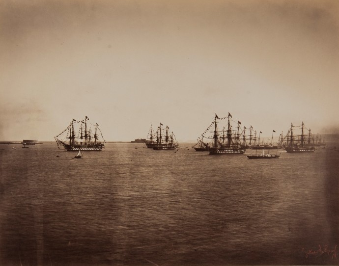 Gustave LE GRAY (French, 1820-1884) "L'escadre française en rade de Cherbourg"*, 5 August 1858 Albumen print from a collodion negative 30.1 x 38.3 cm