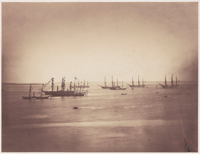 Gustave LE GRAY (French, 1820-1884) The French and English fleets, Cherbourg, 4-8 August 1858 Albumen print from a collodion negative 30.9 x 40.4 cm