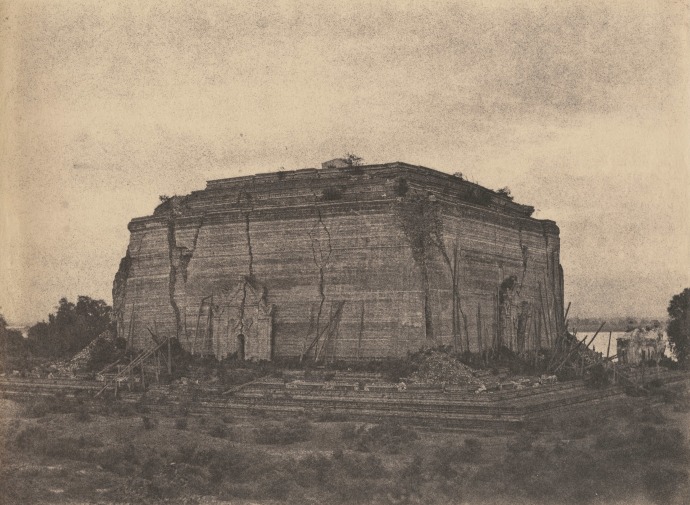 Captain Linnaeus TRIPE (English, 1822-1902) "Mengoon, Pagoda from NW." Burma, 1855 Albumenized salt print from a waxed paper negative 25.1 x 34.1 cm