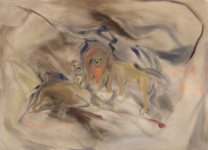 Sophie von Hellermann, Lions Den, 2012, Pigment and acrylic emulsion on canvas, 90 1/2 x 126 inches